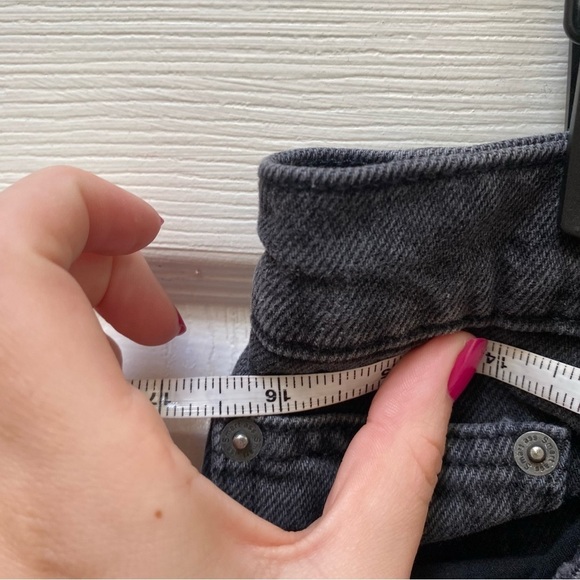 Reformation black gray high rise wide leg jeans button fly cropped - Picture 3 of 9